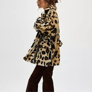 Free People Leopard Print Teddy Jacket